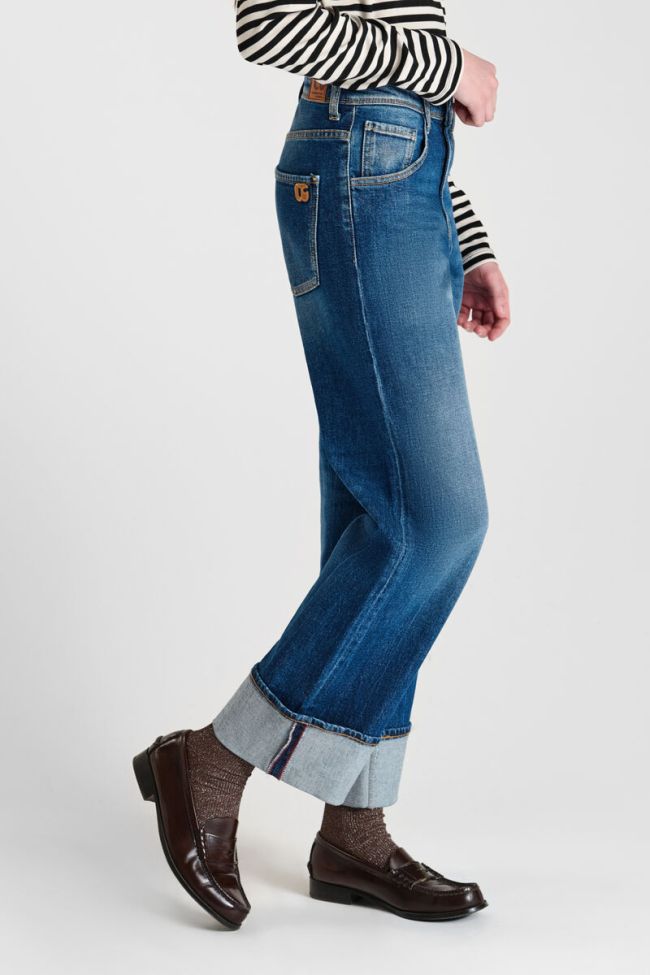 Jeans regular wide Revers High Waist blau Nr. 4