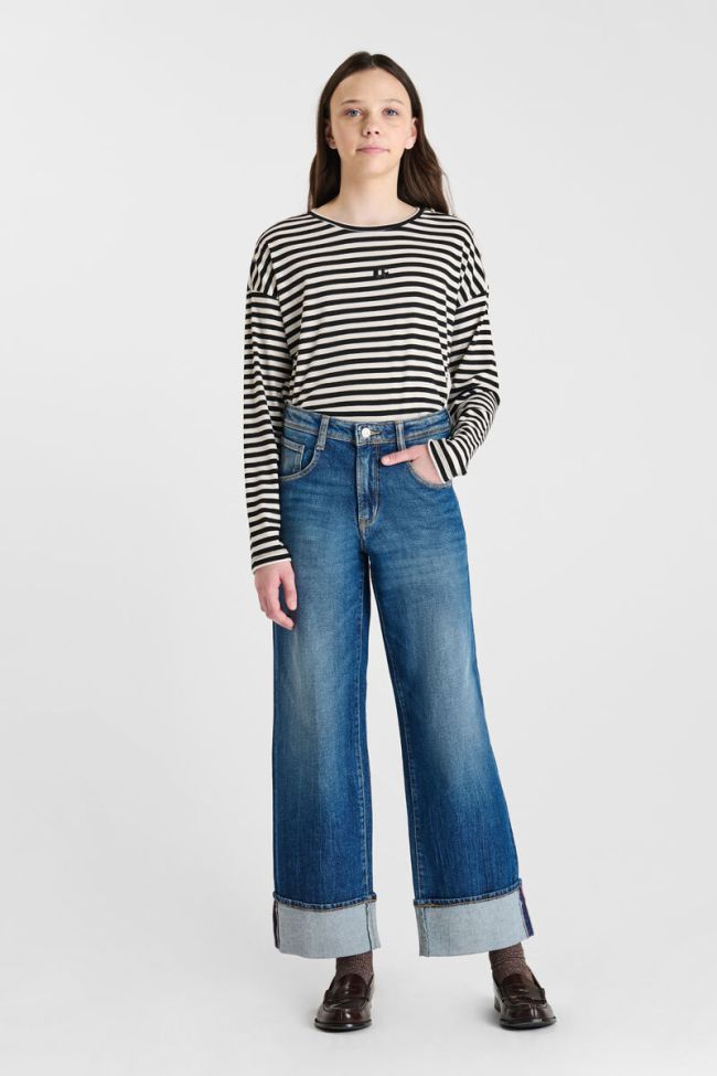 Jeans regular wide Revers High Waist blau Nr. 4