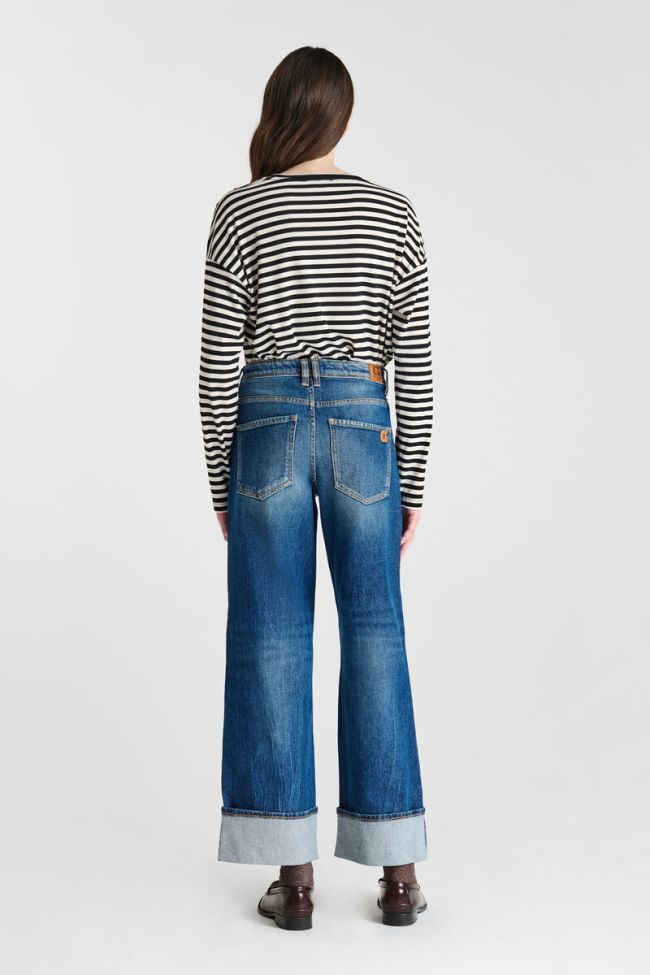 Jeans regular wide Revers High Waist blau Nr. 4