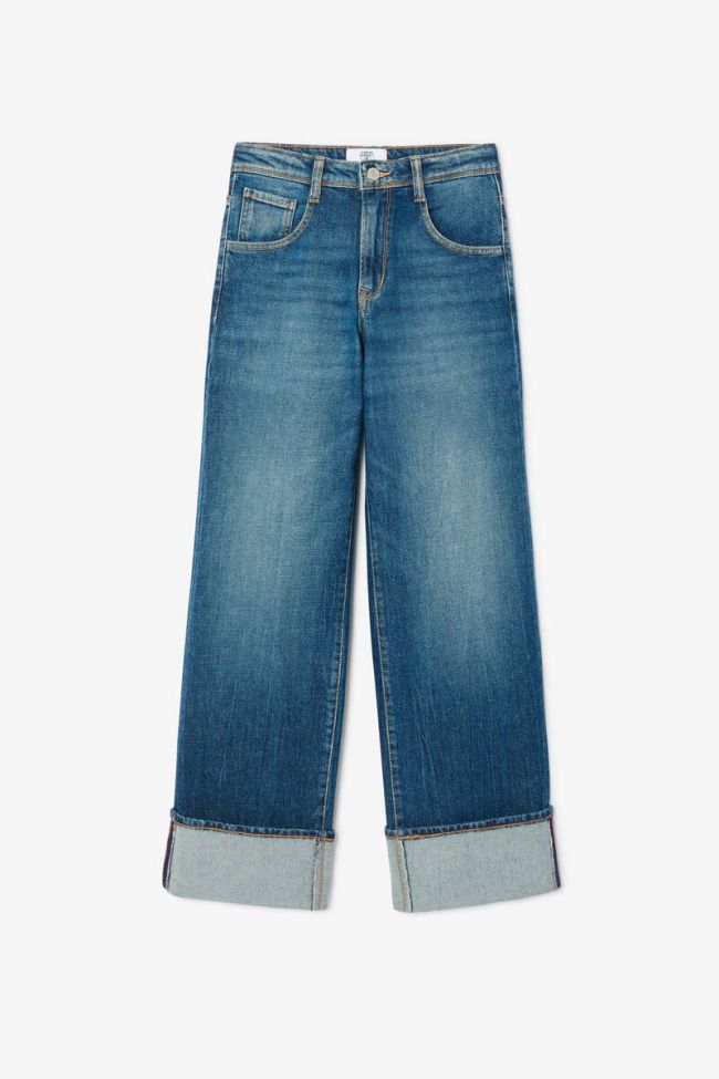 Jeans regular wide Revers High Waist blau Nr. 4