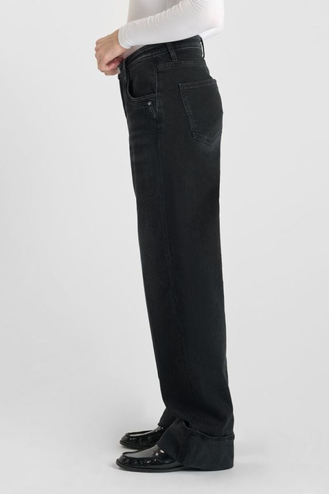 Jeans 400/28 wide leg Revers high waist schwarz Nr.1