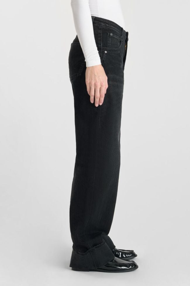 Jeans 400/28 wide leg Revers high waist schwarz Nr.1