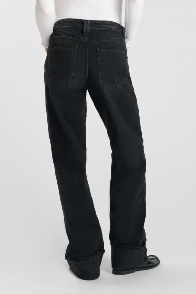 Jeans 400/28 wide leg Revers high waist schwarz Nr.1