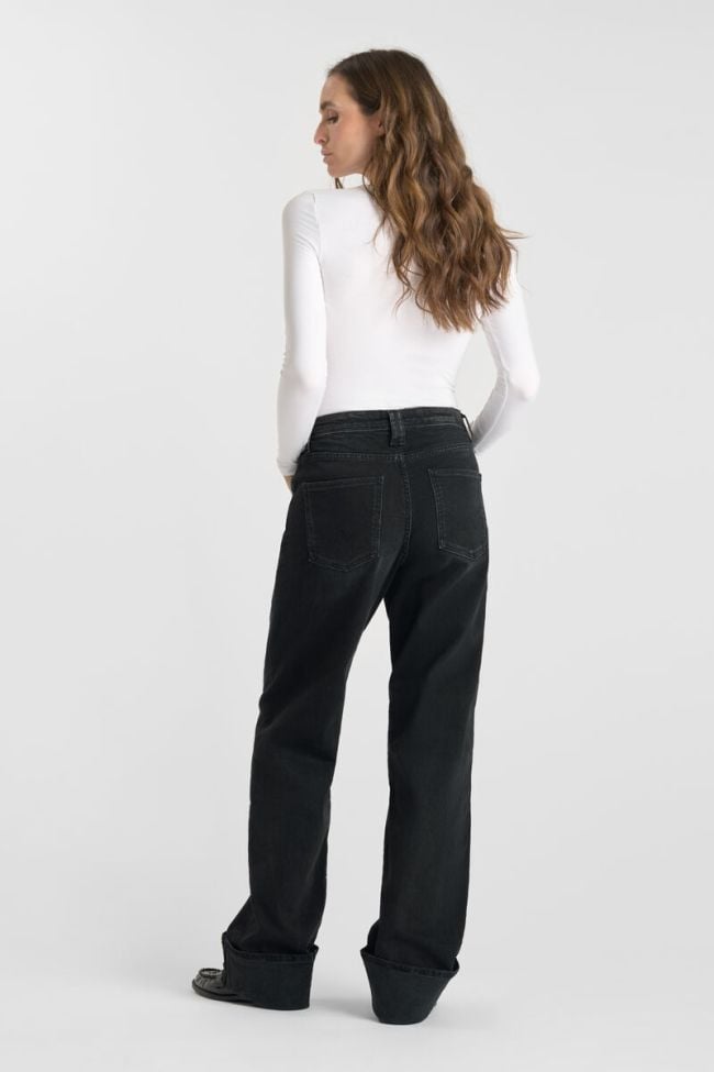 Jeans 400/28 wide leg Revers high waist schwarz Nr.1
