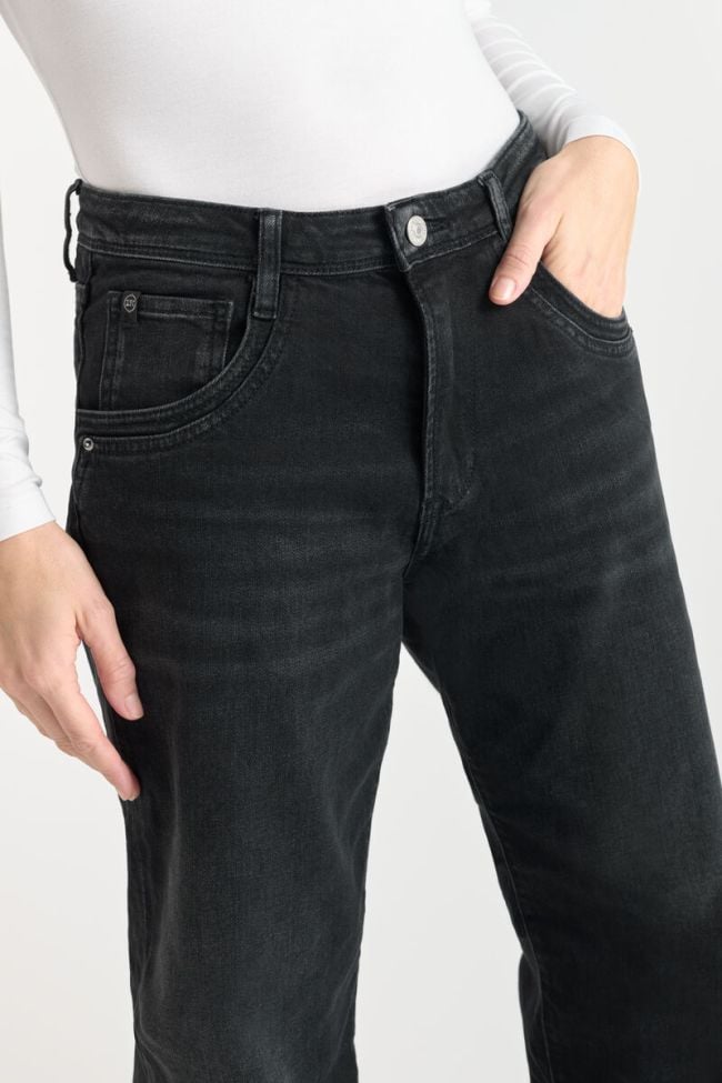 Jeans 400/28 wide leg Revers high waist schwarz Nr.1