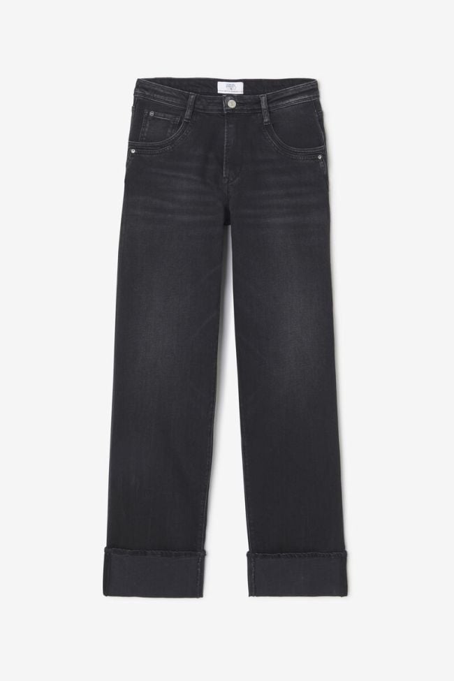 Jeans 400/28 wide leg Revers high waist schwarz Nr.1
